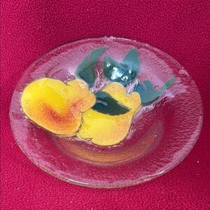 Artistic Peggy Karr Glass Bowl with Yellow and Green Pears